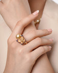 South Sea Pearl Ring Golden Butterfly Brilliance