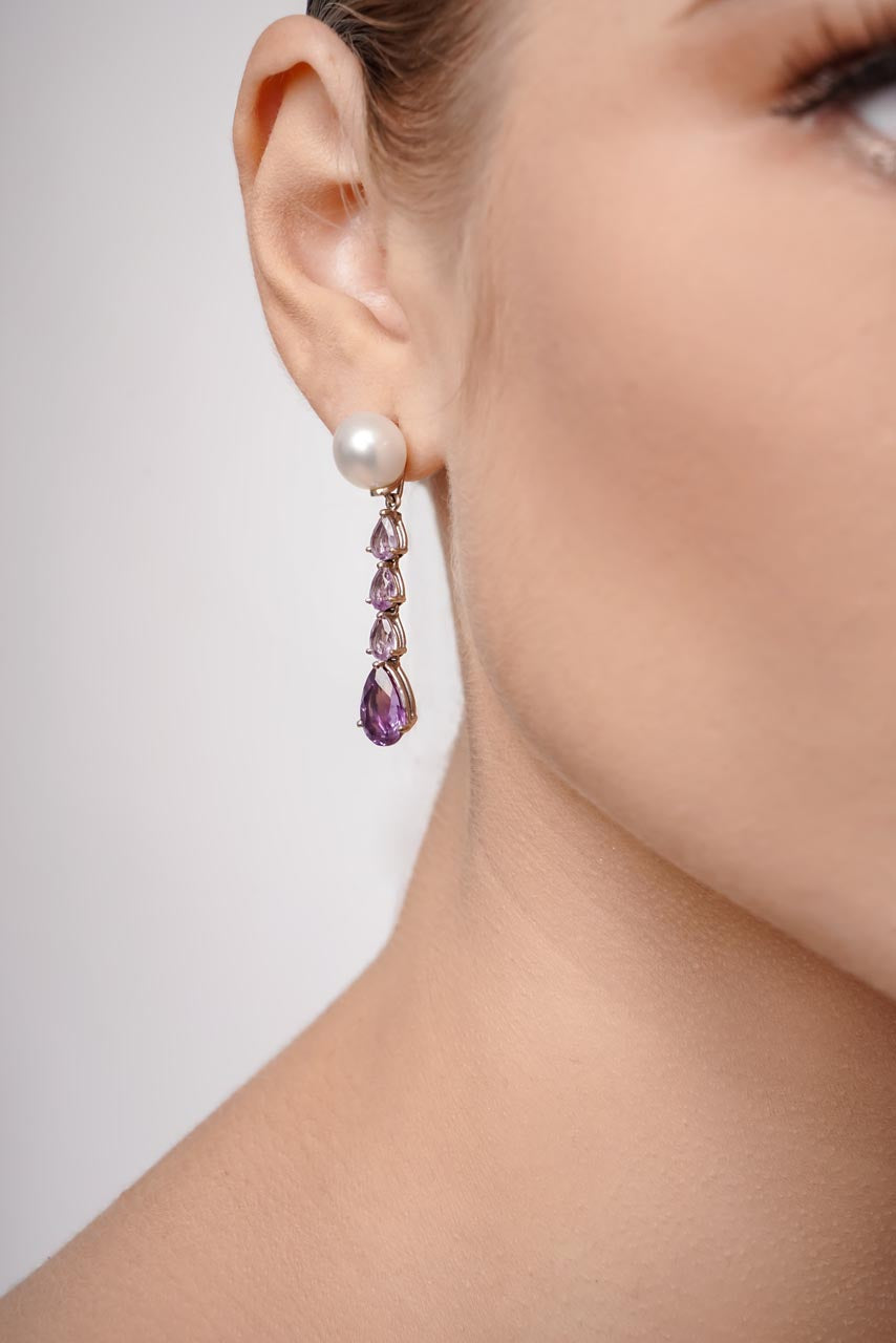 Anjoe Violet Ametyhst Pearl Earrings