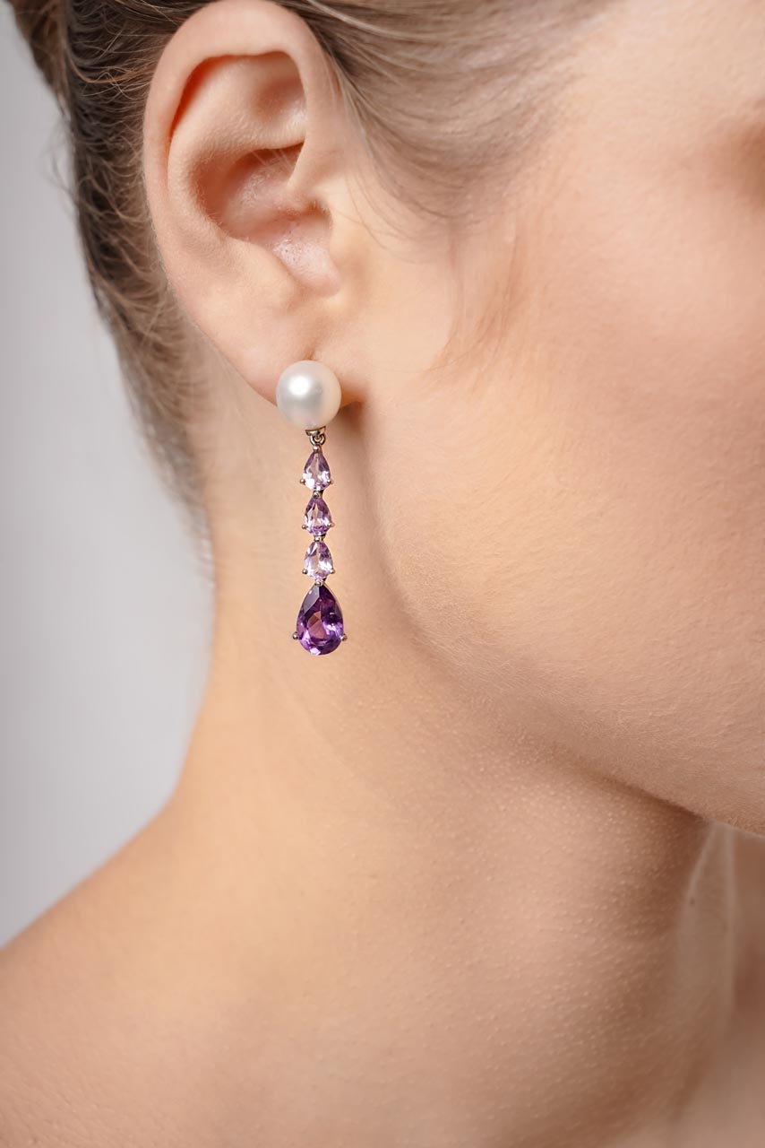 Anjoe Violet Ametyhst Pearl Earrings