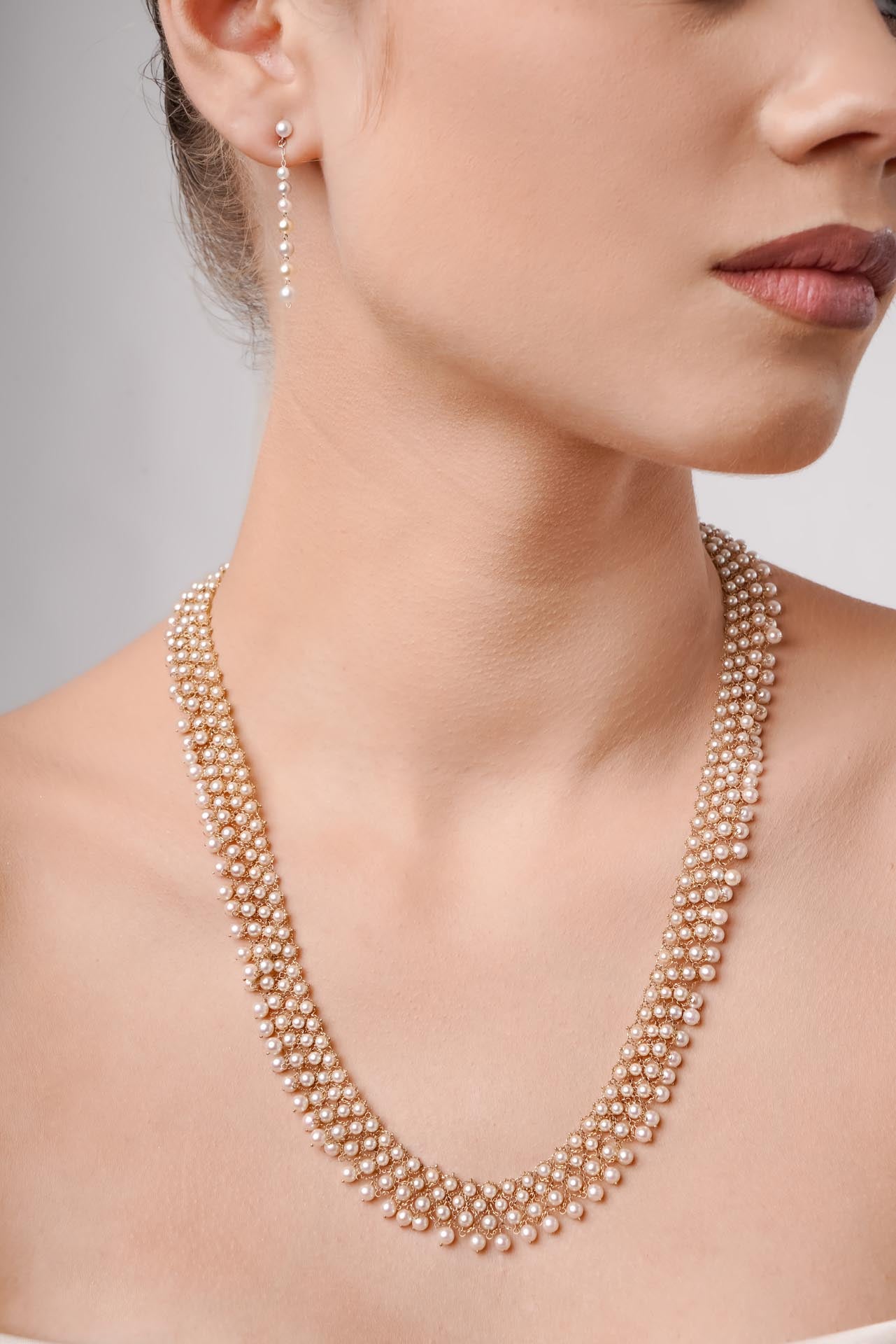 Gold pearl necklace Cleopatra White Baby Akoya