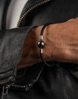 Matterhorn Leather Pearl Bracelet Small Black Tahiti