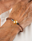 Vreneli leather pearl bracelet gold