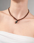 Tane Leather Necklace & Bracelet Black Tahiti