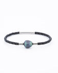 Matterhorn Leather Pearl Bracelet Small Black Tahiti