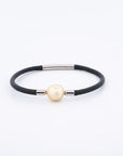 Smooth leather pearl bracelet champagne