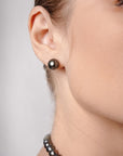 Classic black Tahitian pearl stud earrings