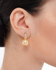 Enso Diamond Golden South Sea Pearls Earrings