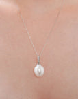 Kaihou Diamond and White South Sea Pearls Pendant