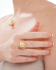 Golden South Sea Pearl Ring with Diamonds
