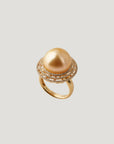 Golden South Sea Pearl Ring with Diamonds