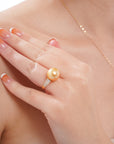 Golden South Sea Pearl Diamond Ring