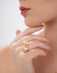 Twin Golden Keshi South Sea Pearls Ring