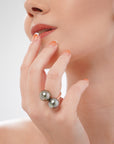 Black Tahiti Twin Roségold Ring