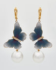 Boucles d'oreilles perles Papillon Bleu de Lola