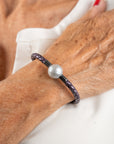 Edelweiss Leather Pearl Bracelet Silver