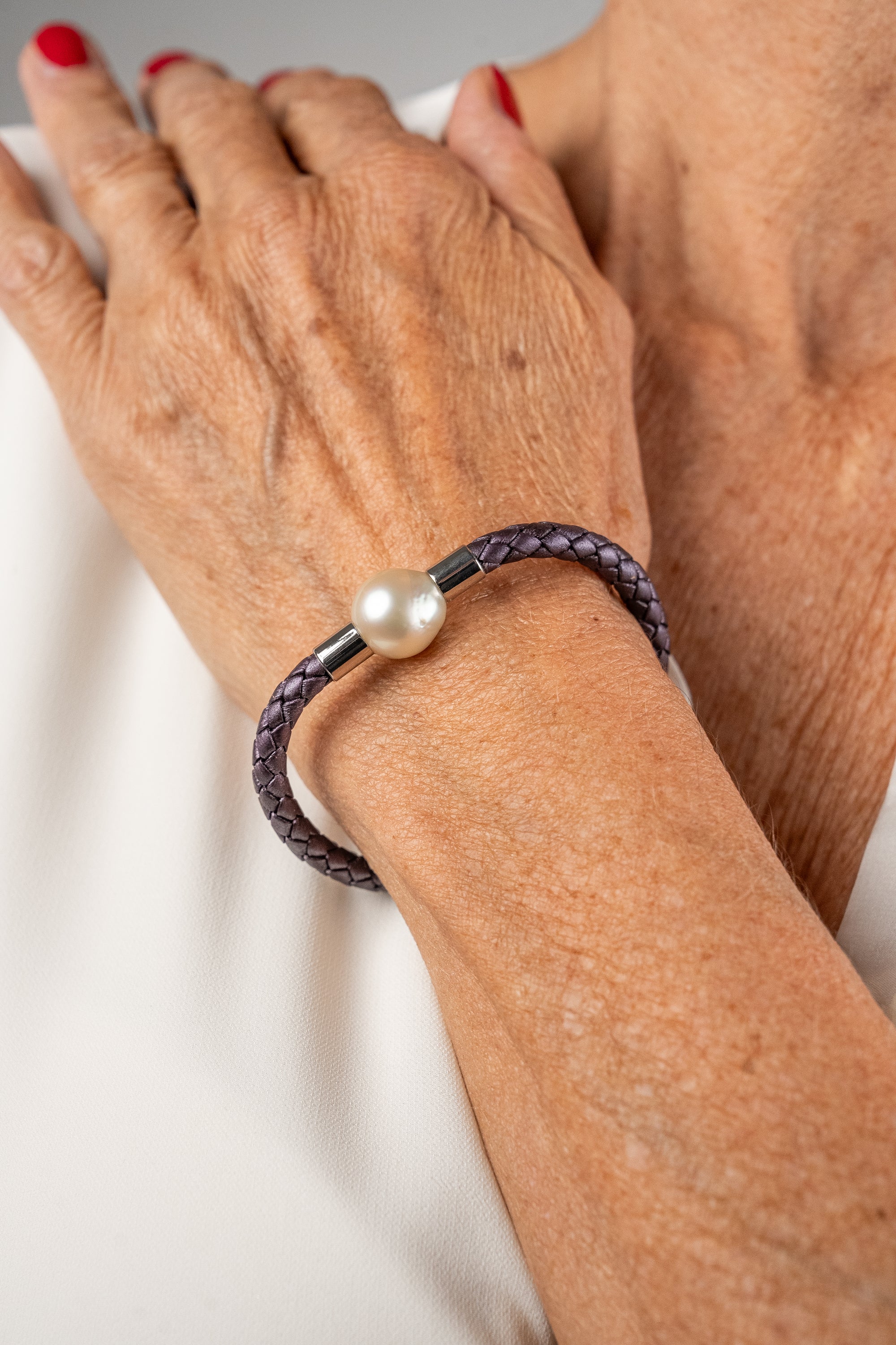 Bracelet en perles de cuir Edelweiss Argent