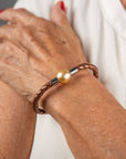 Vreneli leather pearl bracelet gold