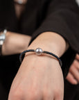 Rouge Leather Pearl Bracelet Deep Sea