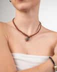 Tane Leather Necklace &amp; Bracelet Black Tahiti