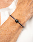 Bracelet perles en cuir Edelweiss Noir Tahiti