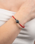 Rouge Leather Pearl Bracelet Black Tahiti