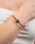 Rouge Leder Perlenarmband Black Tahiti