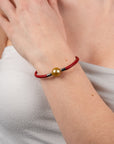 Rouge Leder Perlenarmband Gold