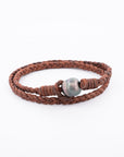 Tane Leather Necklace &amp; Bracelet Black Tahiti