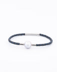 Rouge Leather Pearl Bracelet Deep Sea