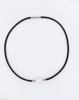 Collier Cuir Noir Perle Blanche