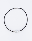 Collier Cuir Noir Argent Baroque