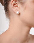 Boucles d'oreilles classiques en perles blanches 11-12mm