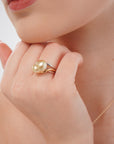 Golden South Sea Pearl Keshi Ring