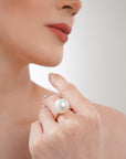 White South Sea Pearl Diamond Ring